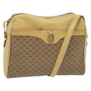 GUCCI Micro GG Supreme Shoulder Bag Pvc Beige Gold